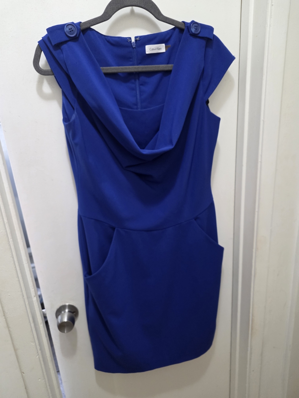 Calvin Klein Royal Blue Sleeveless Cowl Neck Dress